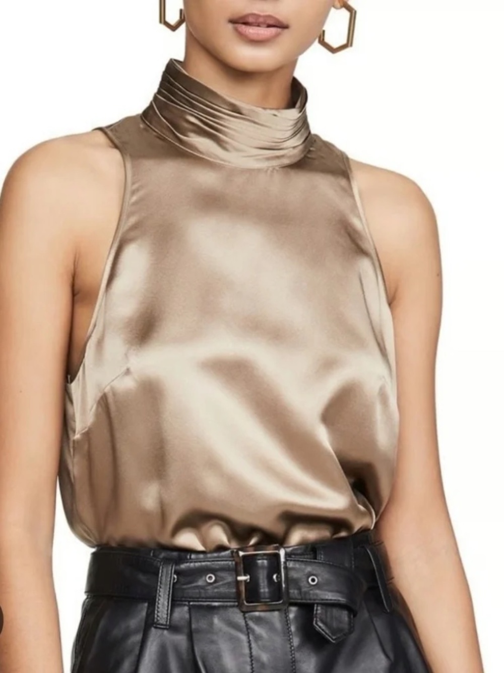 Cinq a Sept Jazlyn taupe silk top sz medium